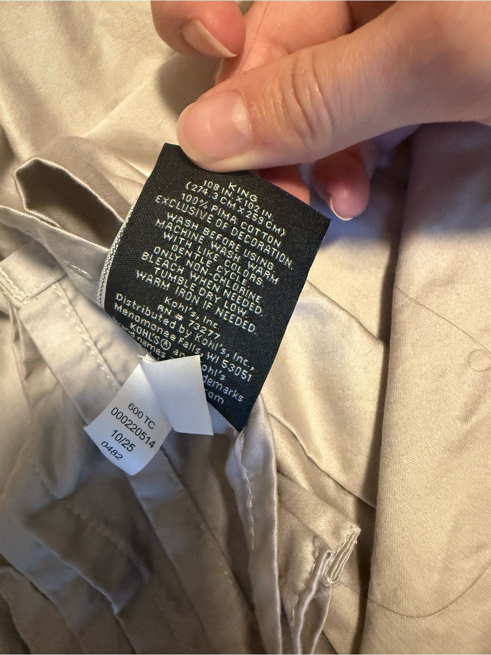 NWOT Simply Vera Vera Wang Pima Cotton 600 Thread Count King Size Sheet - Picture 4 of 4